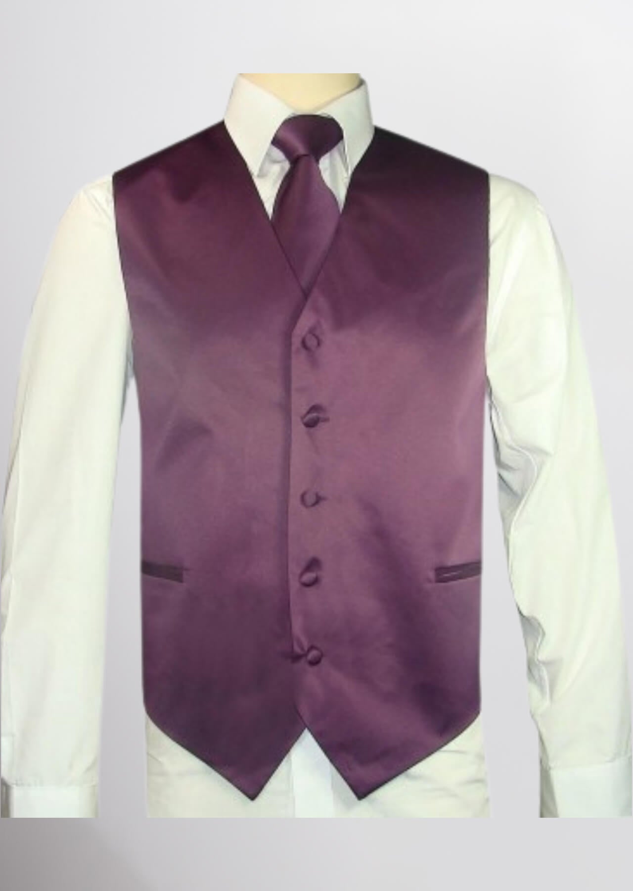 Men's Satin Solid Vest (Plum)