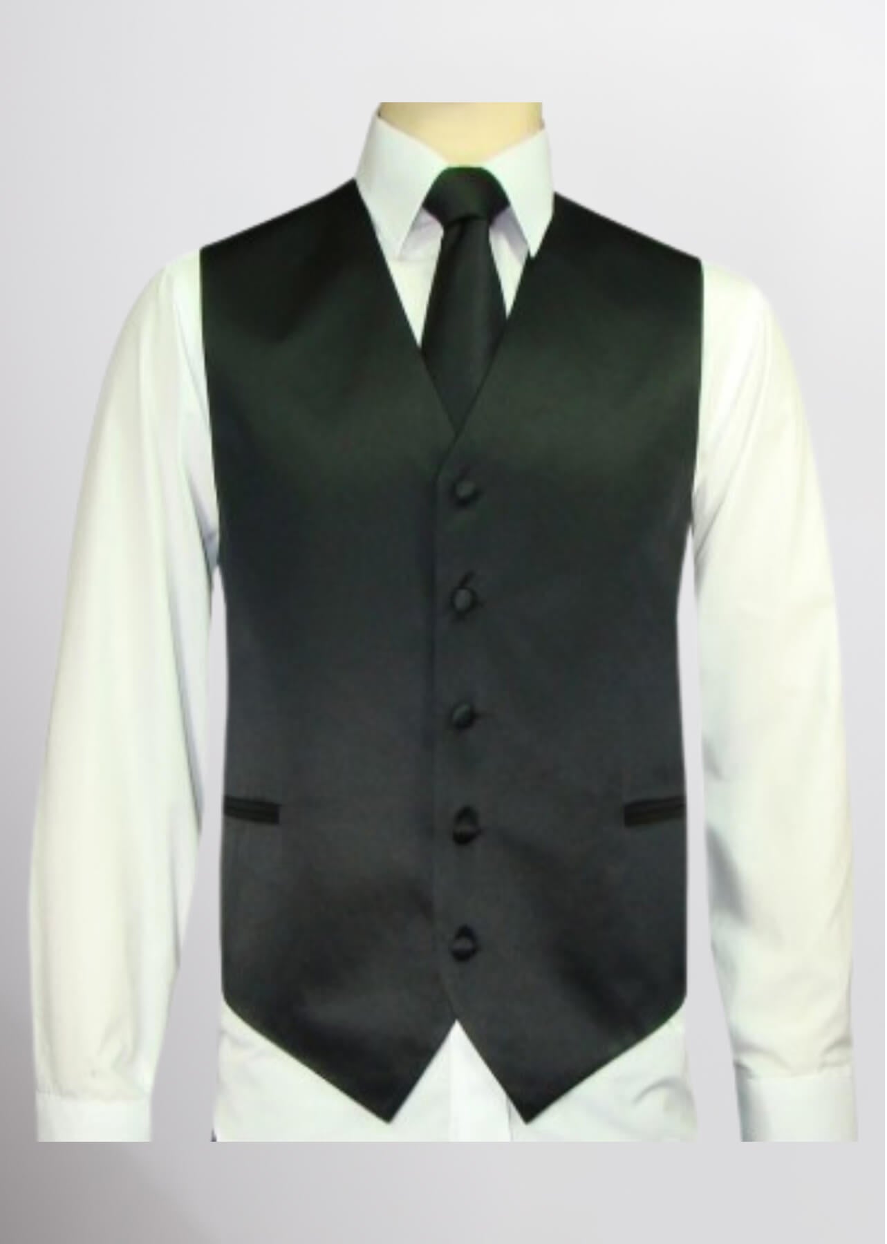 Men's Satin Solid Vest (Black)