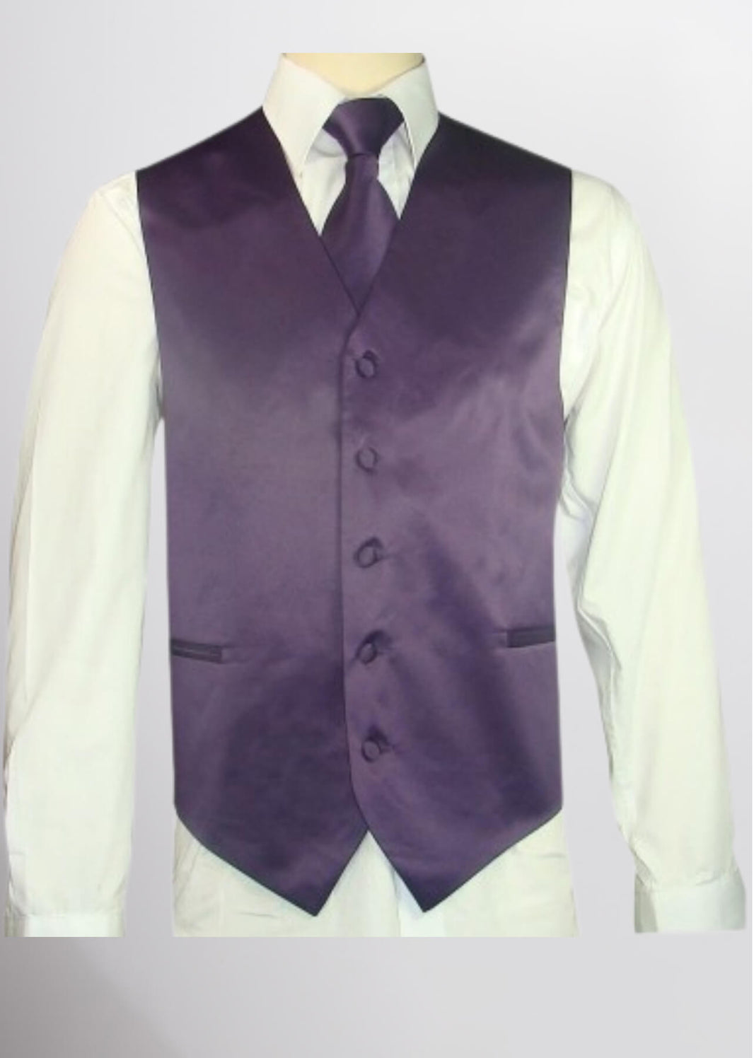 Men's Satin Solid Vest (Deep Purple)