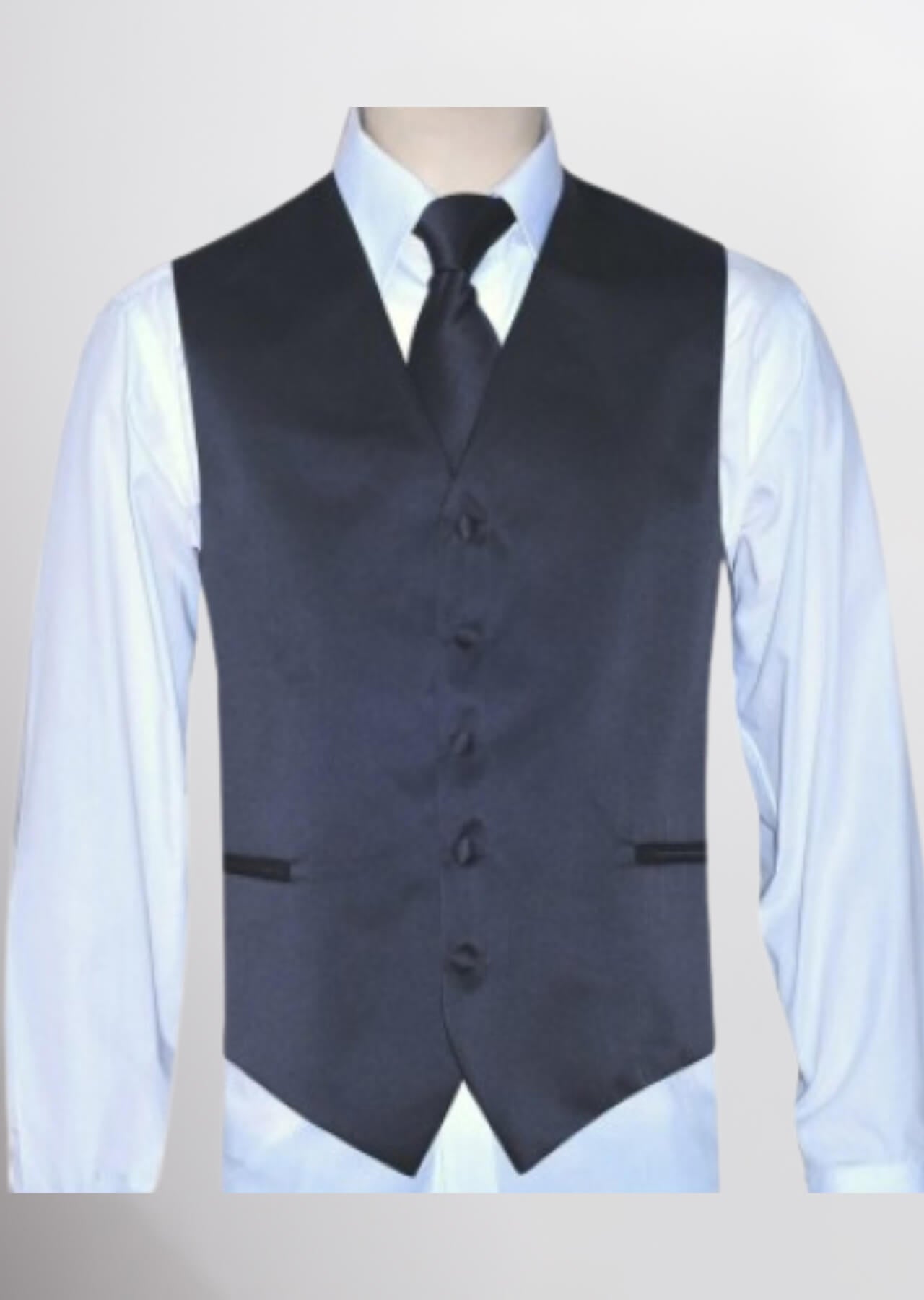 Men's Satin Solid Vest (Charcoal)