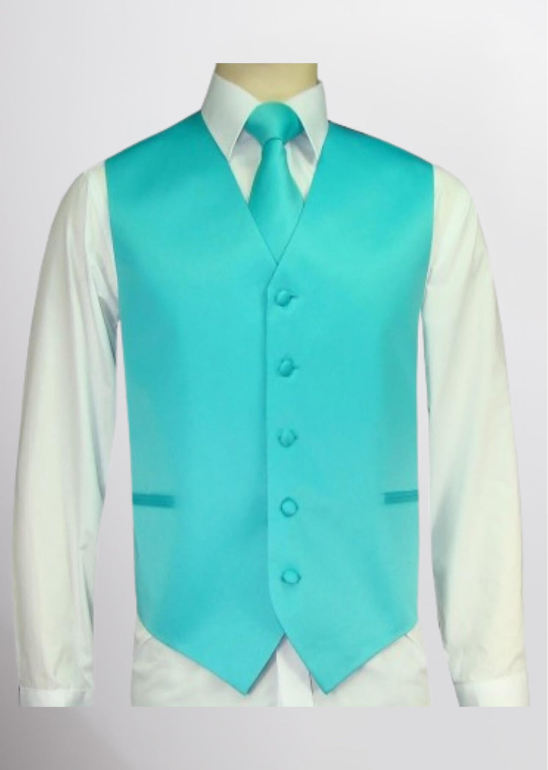 Men's Satin Solid Vest (Aqua)