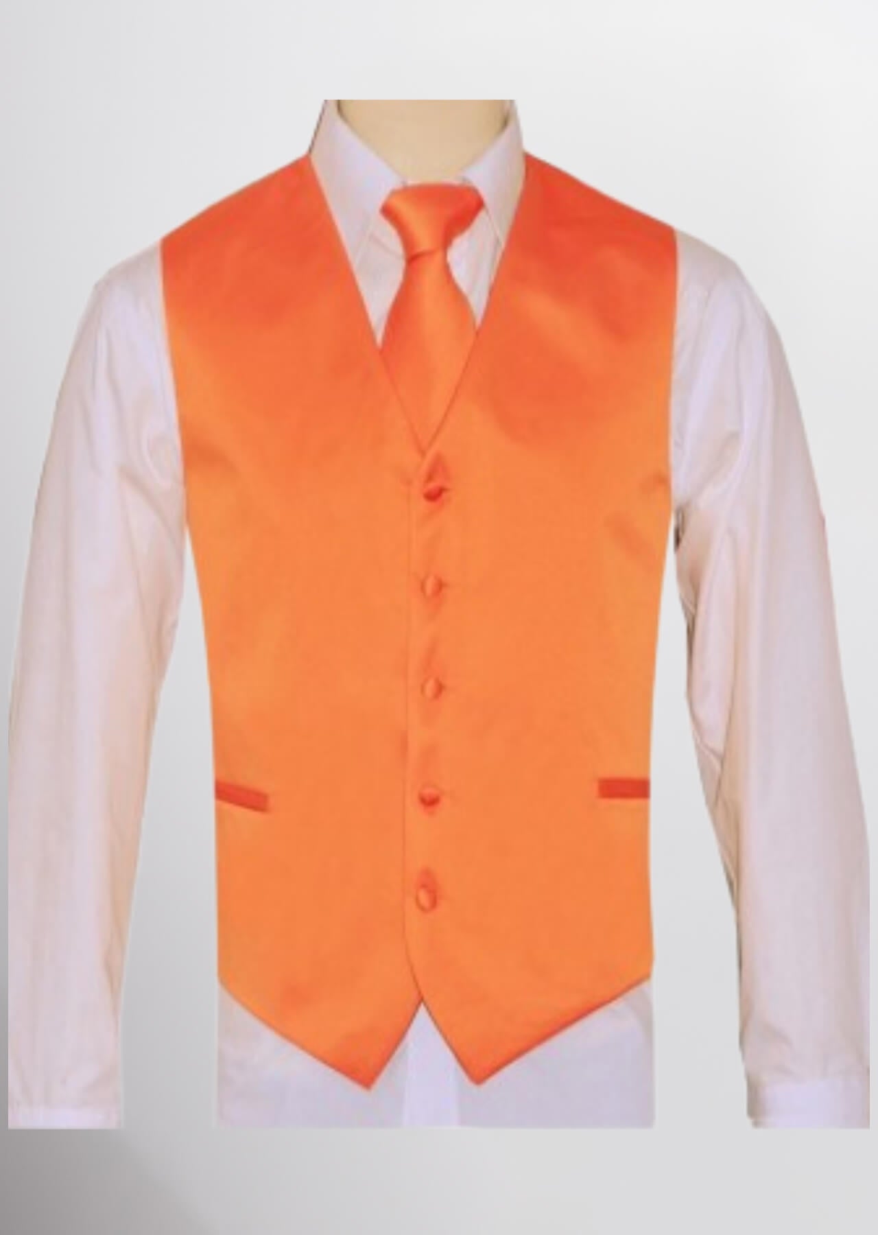 Men's Satin Solid Vest (Orange)