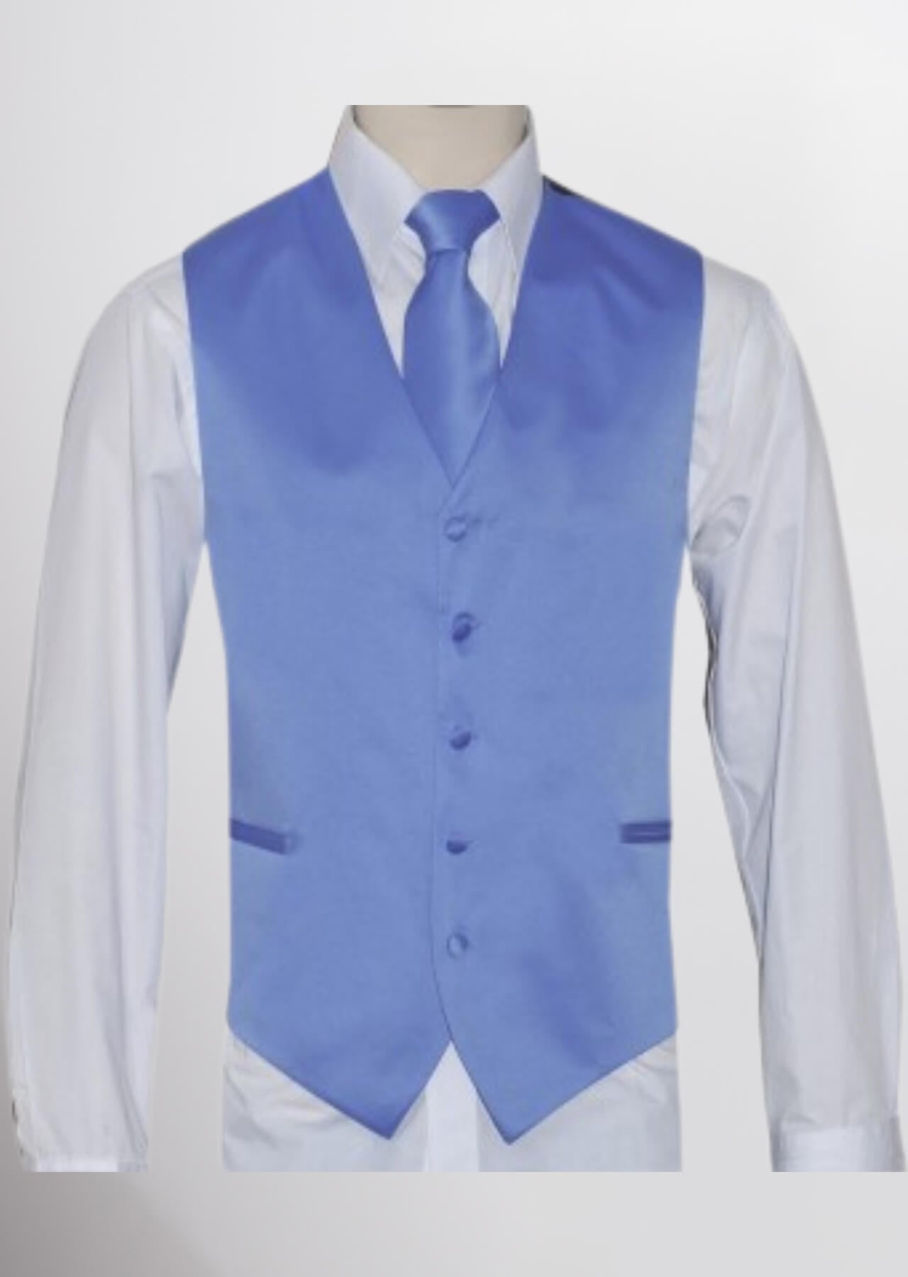 Men's Satin Solid Vest (Baby Blue)