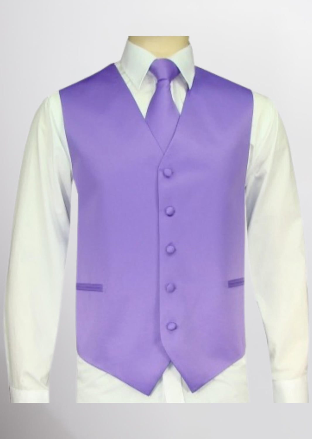 Men's Satin Solid Vest (Lavender)