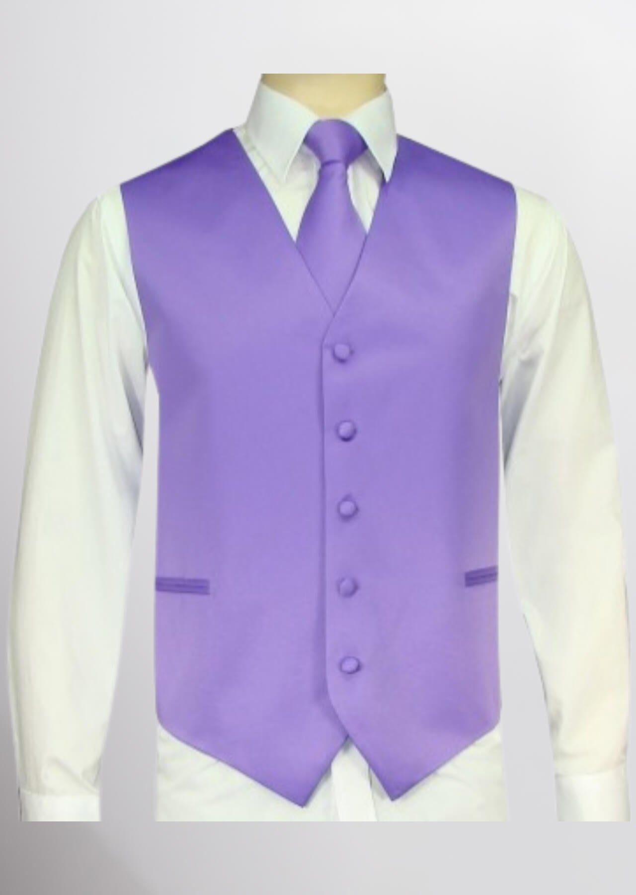 Men's Satin Solid Vest (Lavender)