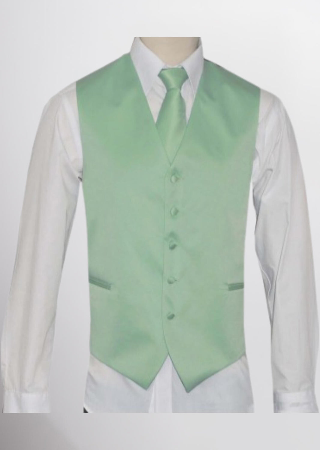 Men's Satin Solid Vest (Mint Green)