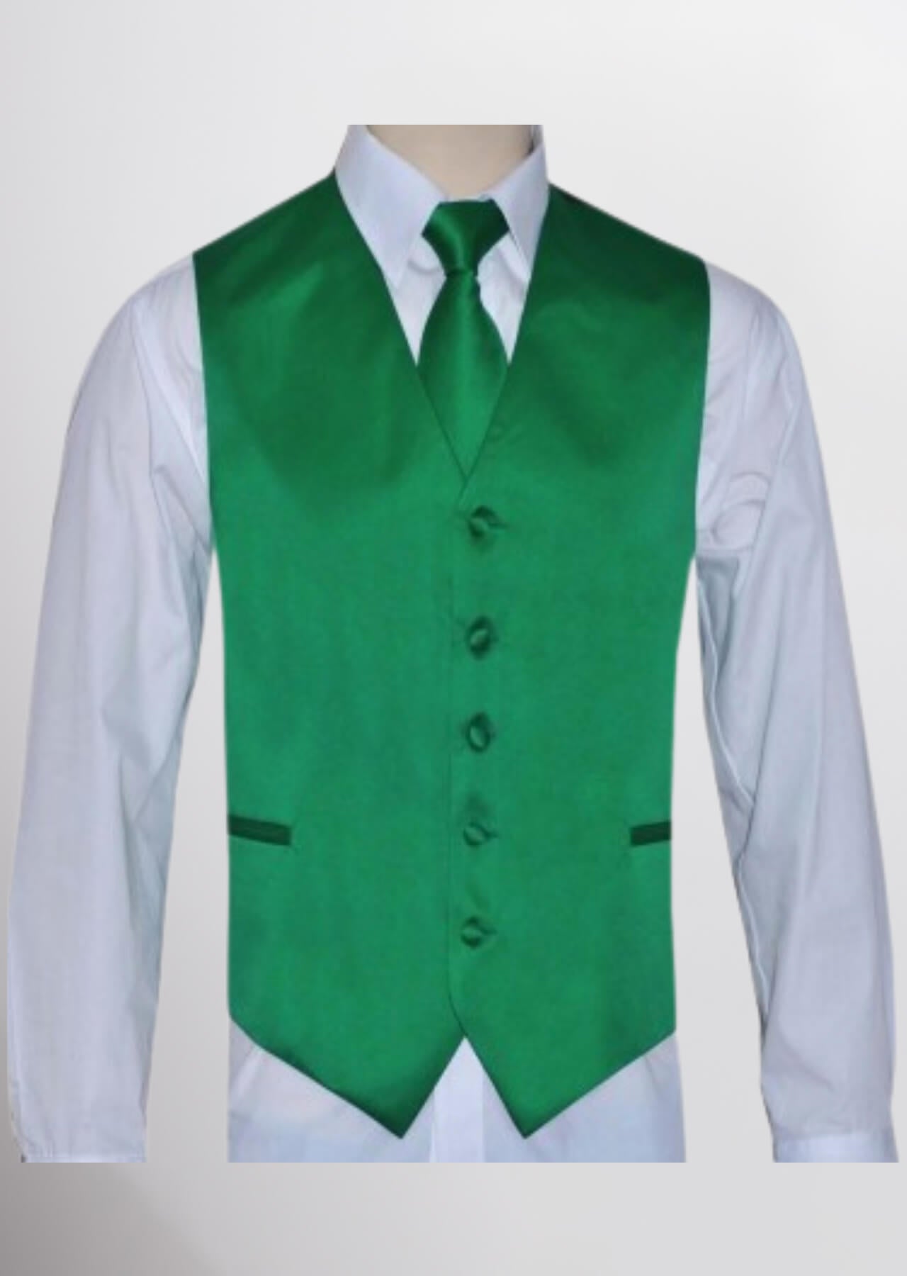 Men's Satin Solid Vest (Emerald Green)