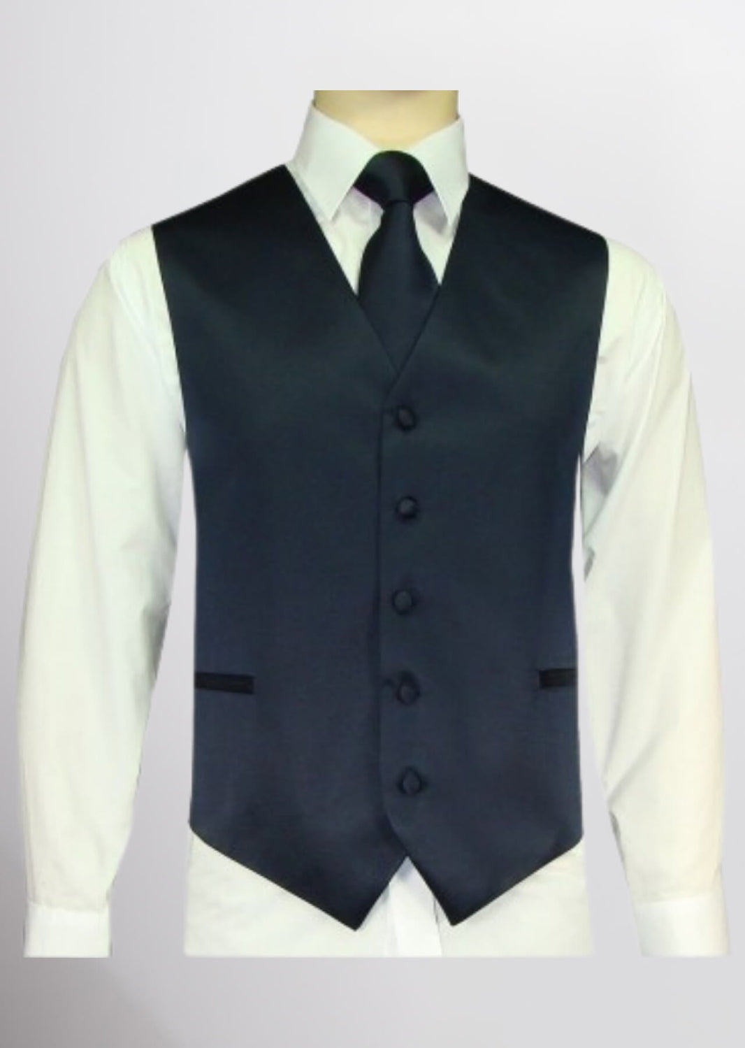 Men's Satin Solid Vest (Navy Blue)