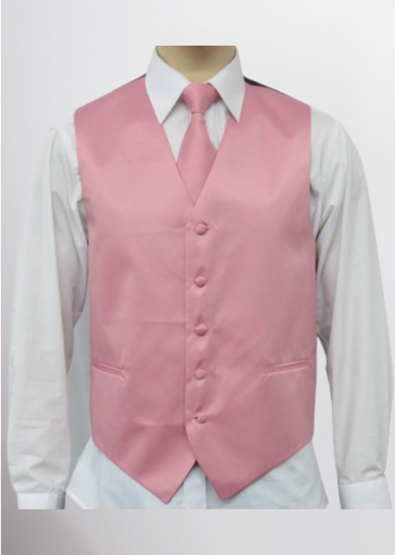 Men's Satin Solid Vest (Dusty Rose)