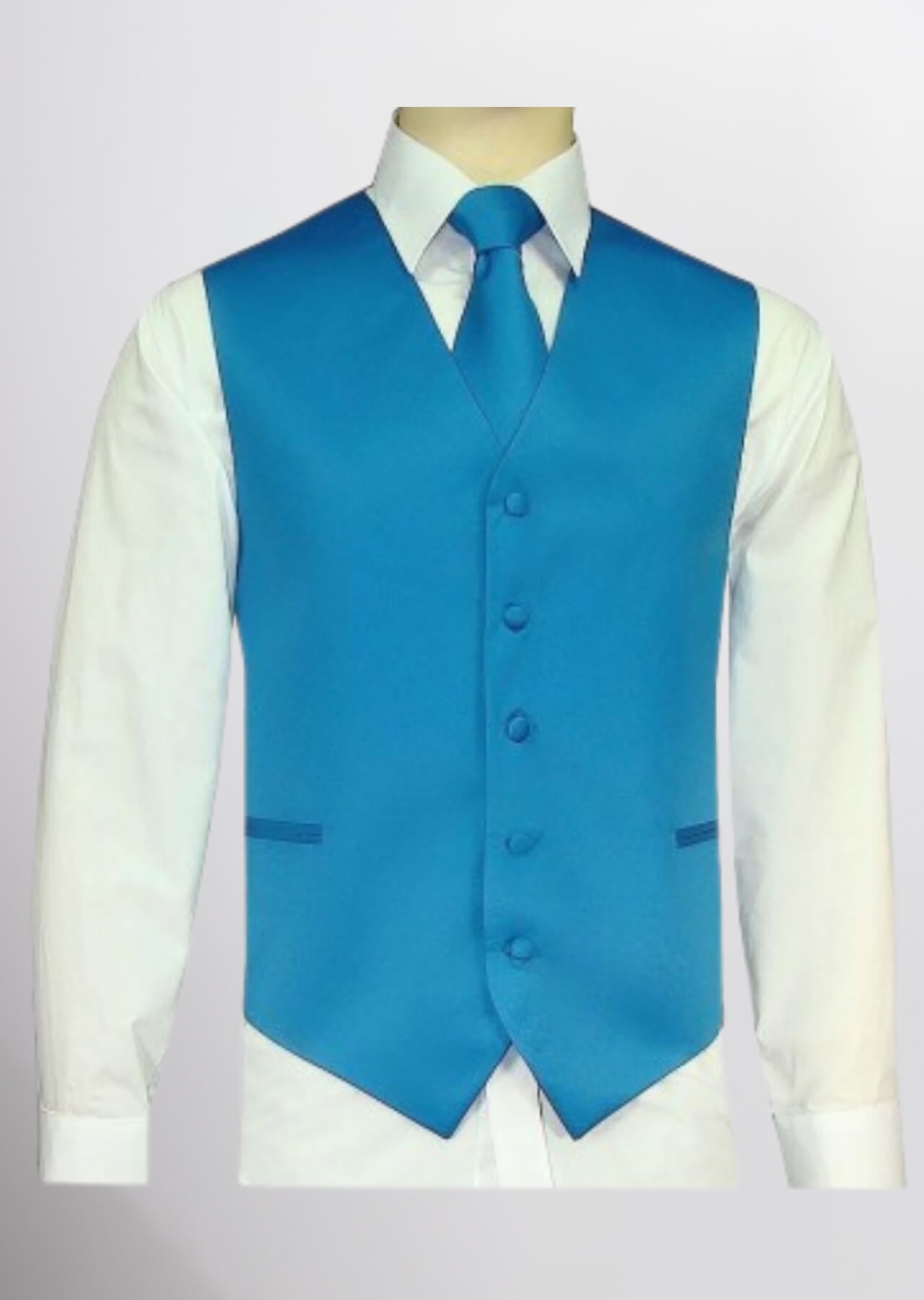 Men's Satin Solid Vest (French Blue)