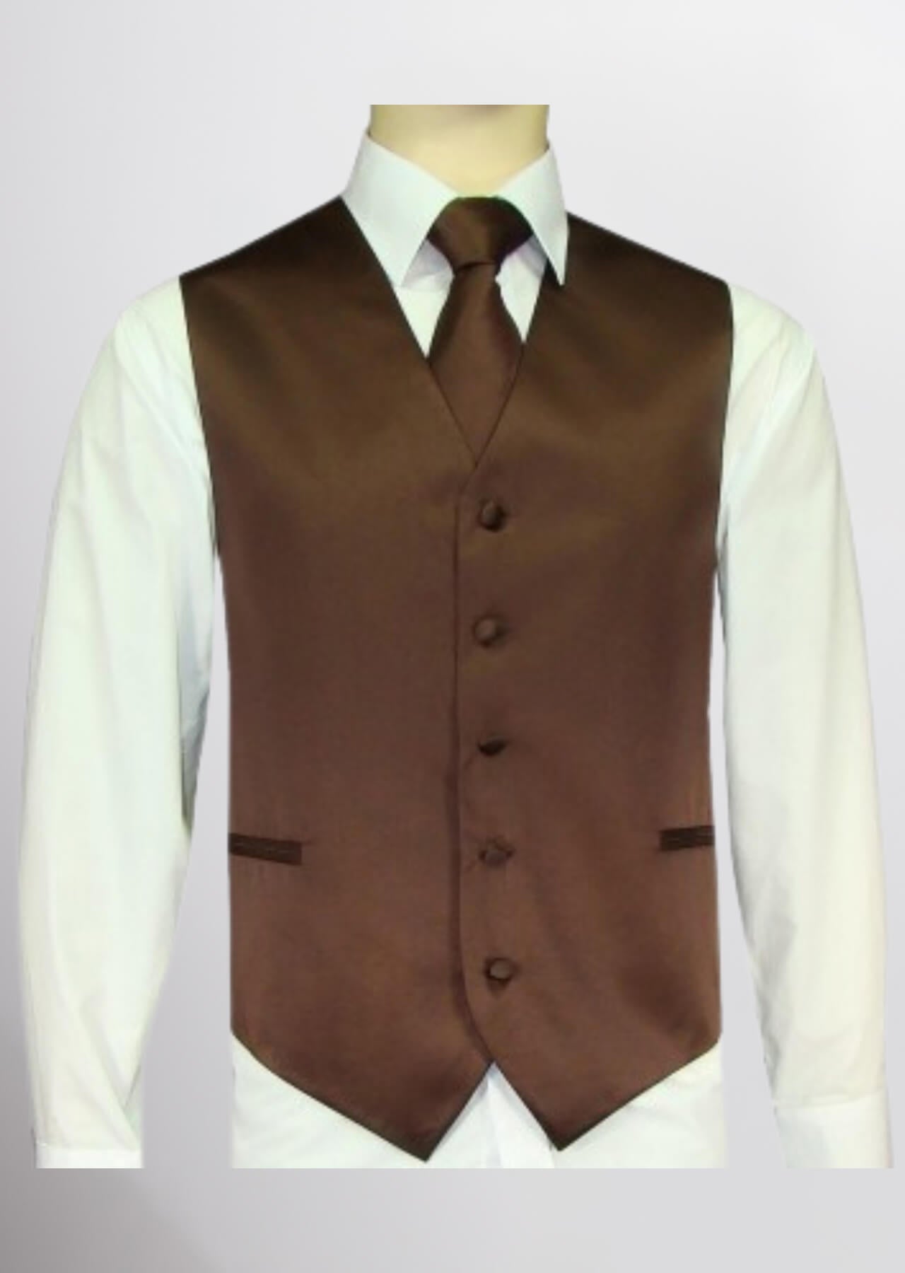 Men's Satin Solid Vest (Chocolate Brown)