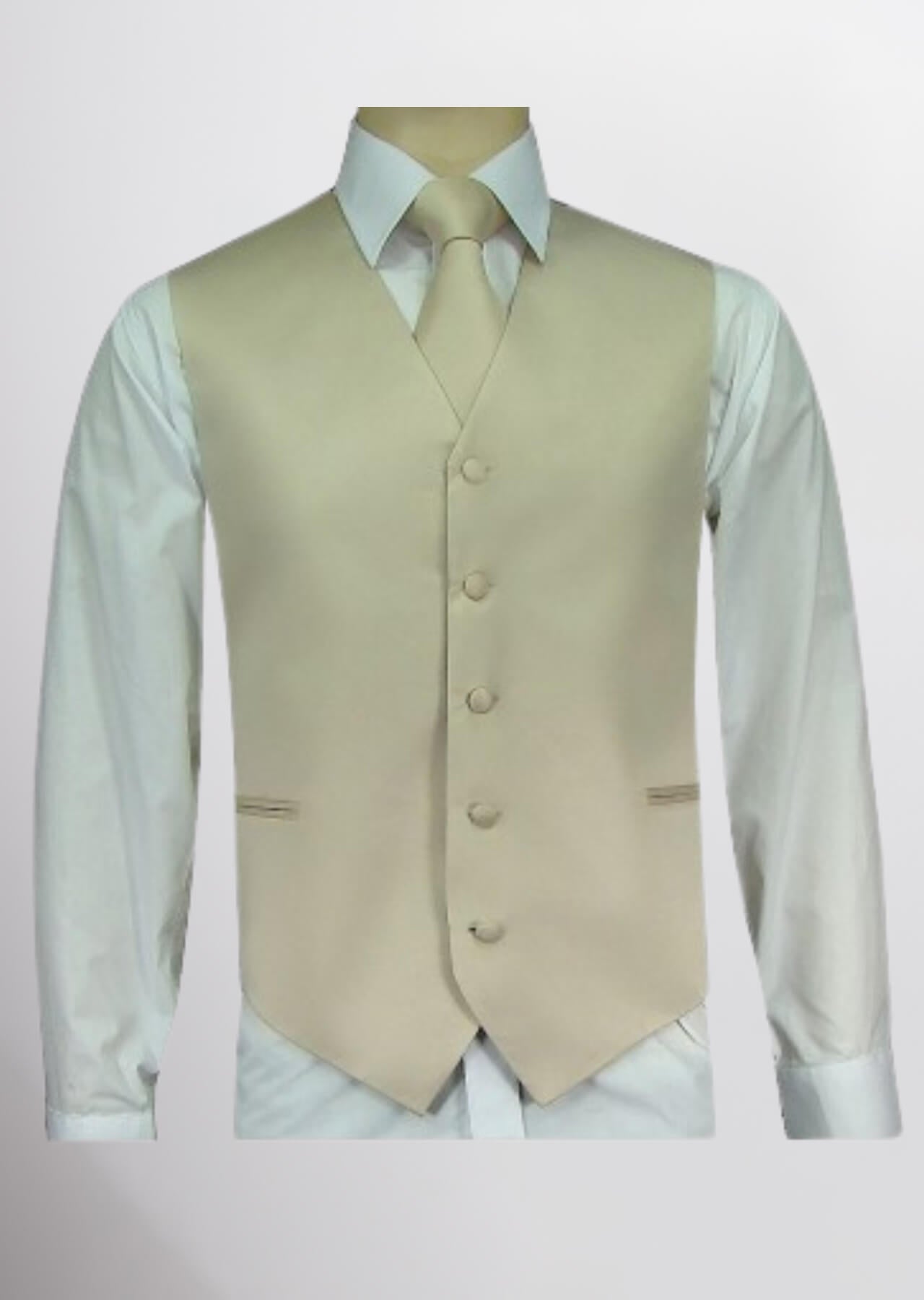 Men's Satin Solid Vest (Beige)