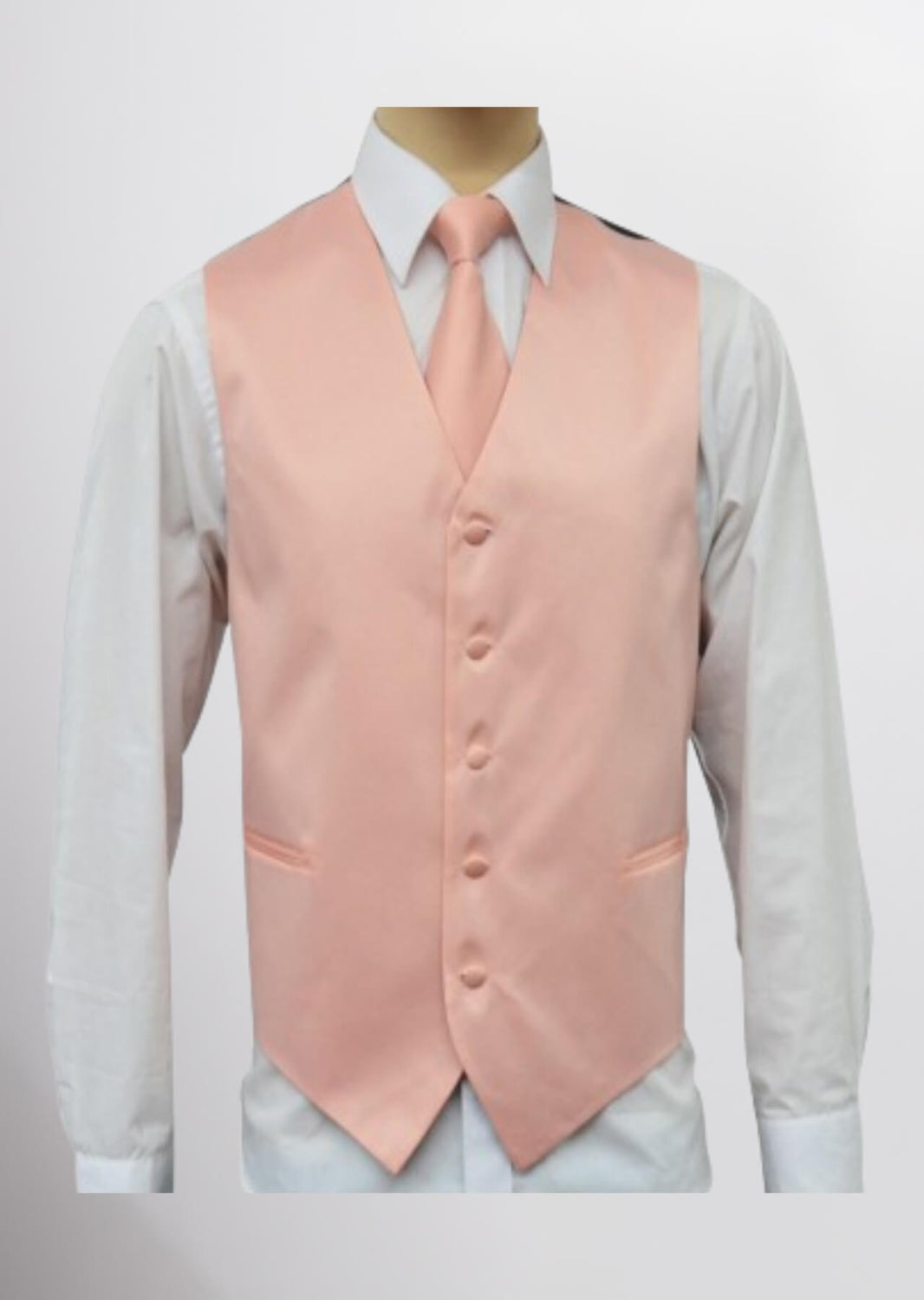 Men's Satin Solid Vest (Peach)