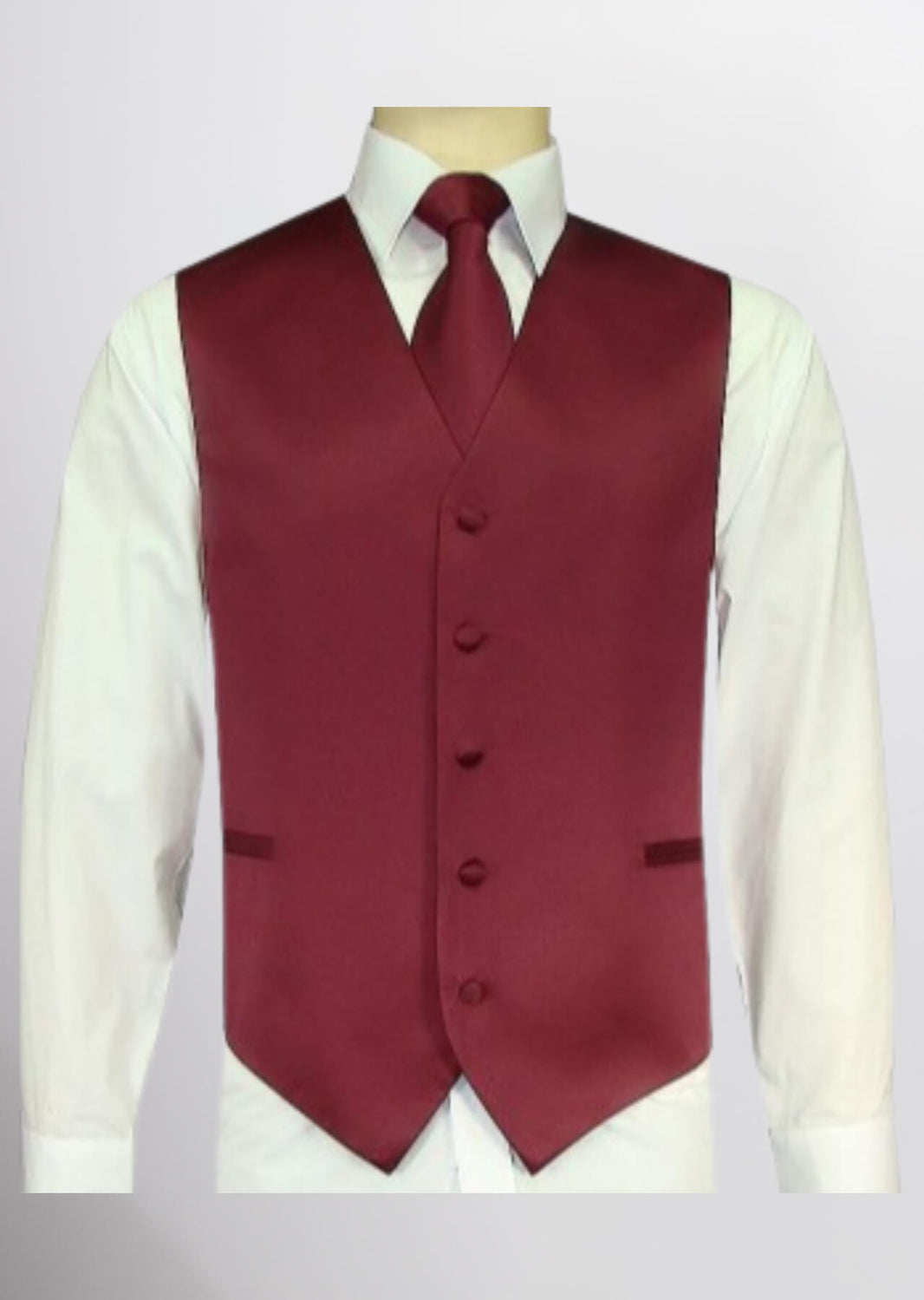 Men's Satin Solid Vest (Wine Burgundy)