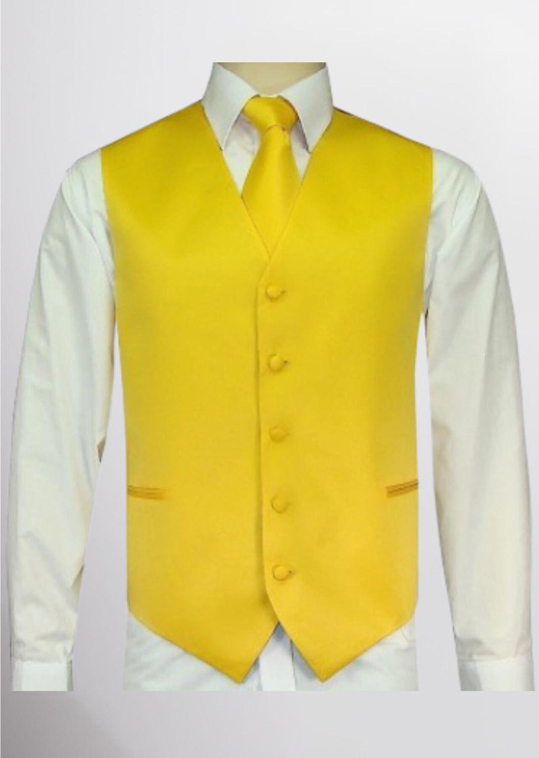 Men's Satin Solid Vest (Yellow)