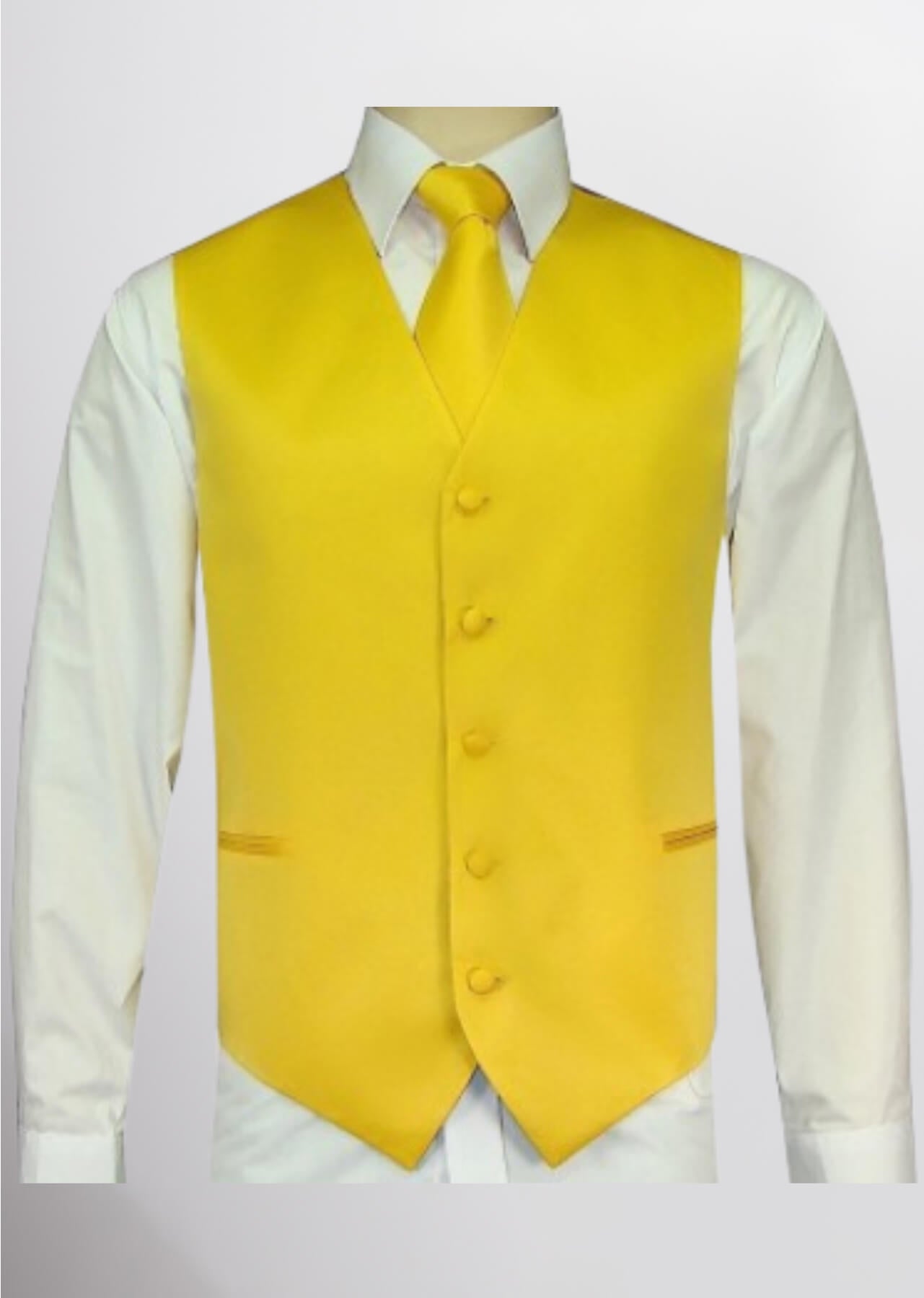 Men's Satin Solid Vest (Yellow)