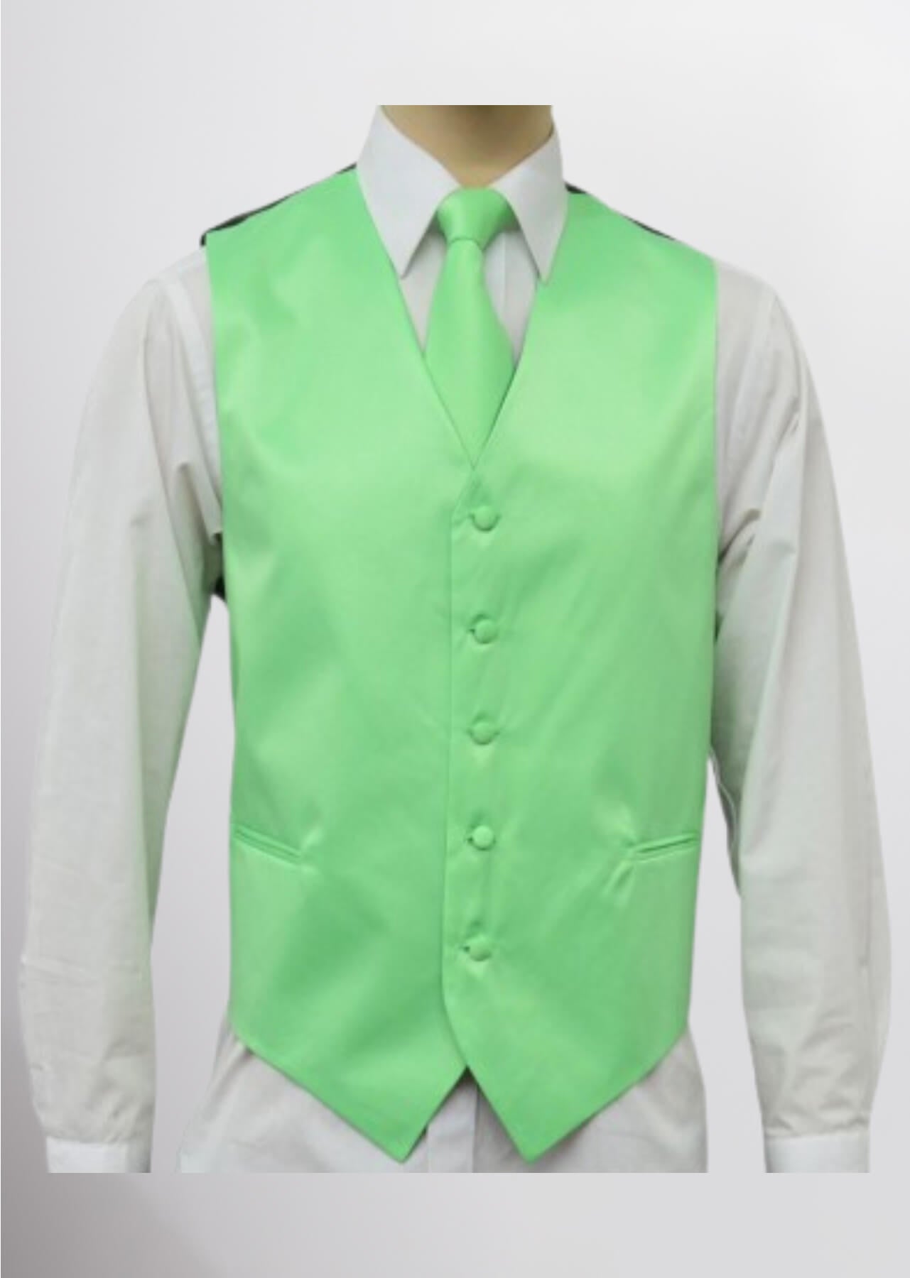 Men's Satin Solid Vest (Lettuce Green)