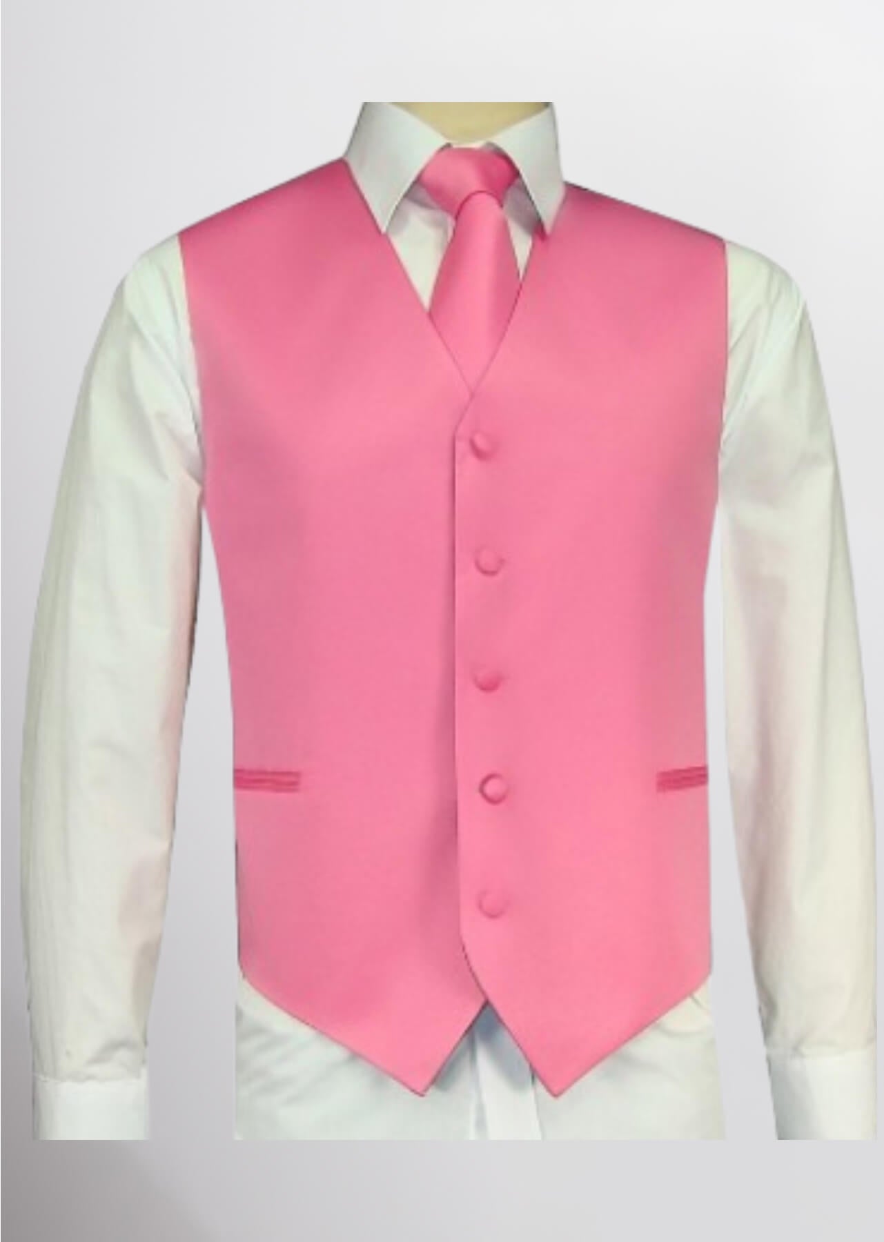 Men's Satin Solid Vest (Bubblegum Pink)