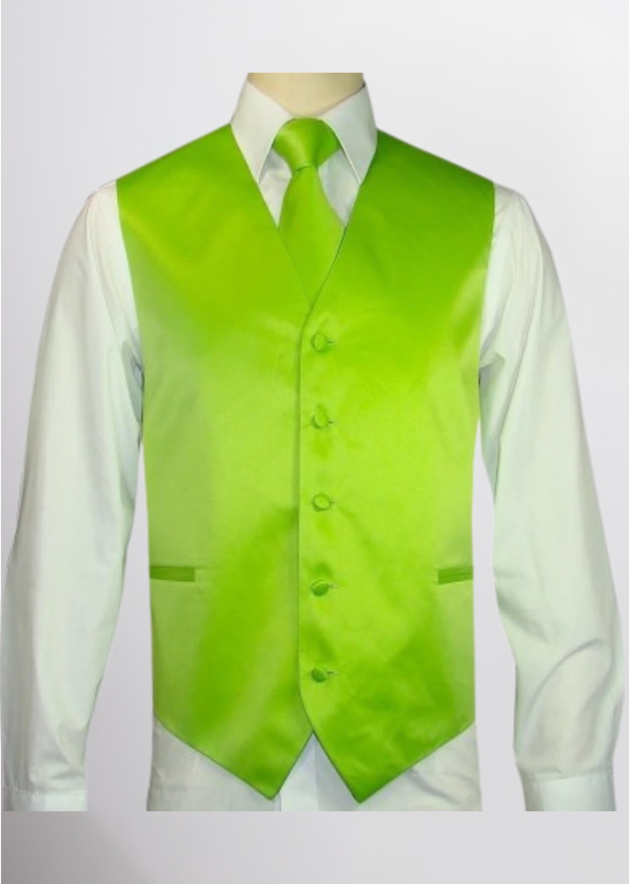 Men's Satin Solid Vest (Lime Green)