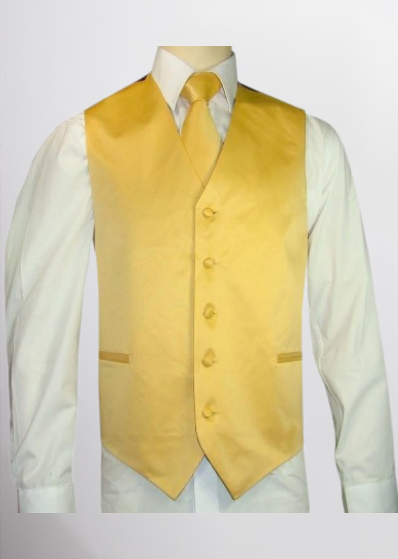 Men's Satin Solid Vest (Yellow Gold)