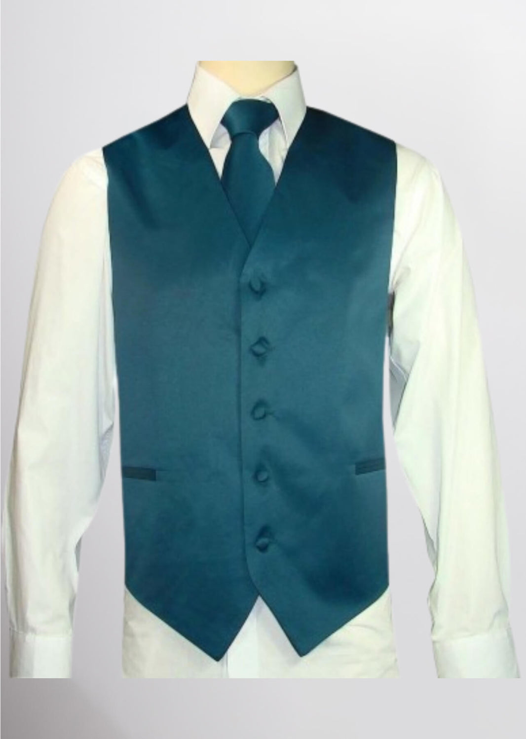 Men's Satin Solid Vest (Teal)