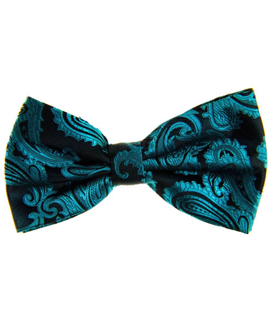 Paisley Print Pre-tied Bowties and Pocket Square Set