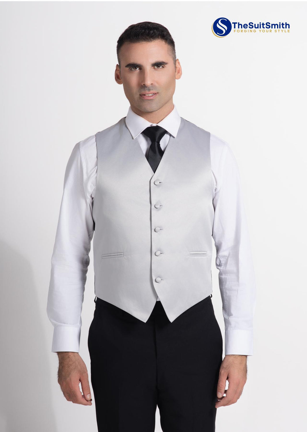 Men's Satin Solid Vest (Grey)