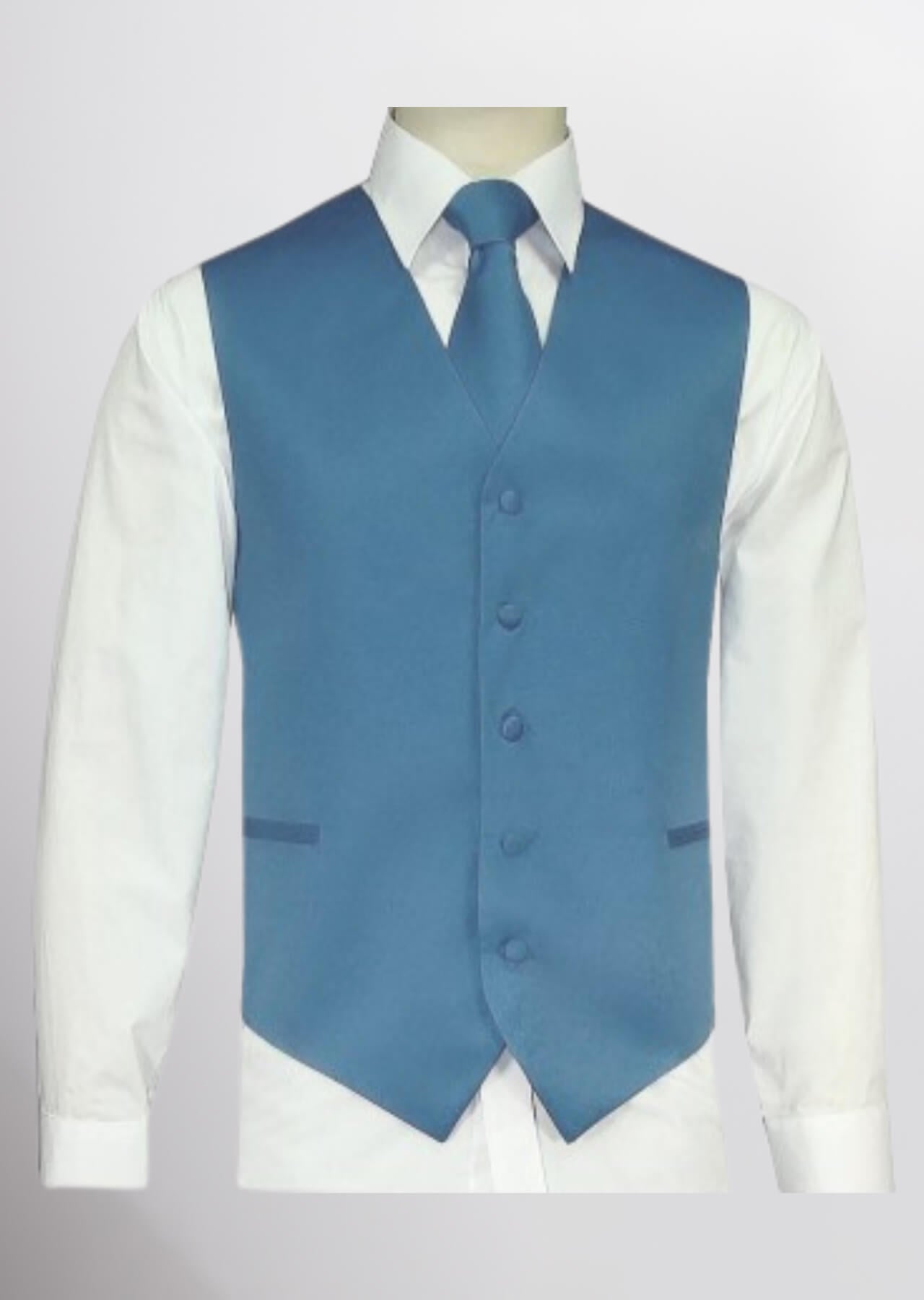 Men's Satin Solid Vest (Carolina Blue)