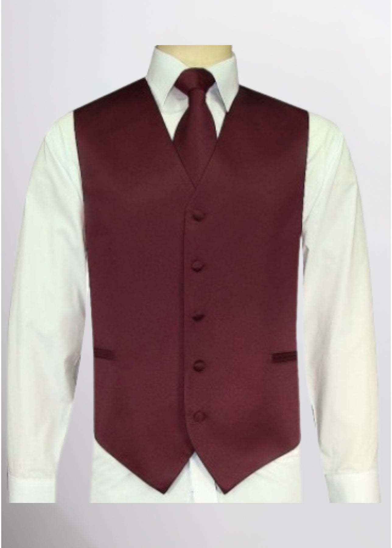 Men's Satin Solid Vest (Dark Burgundy)