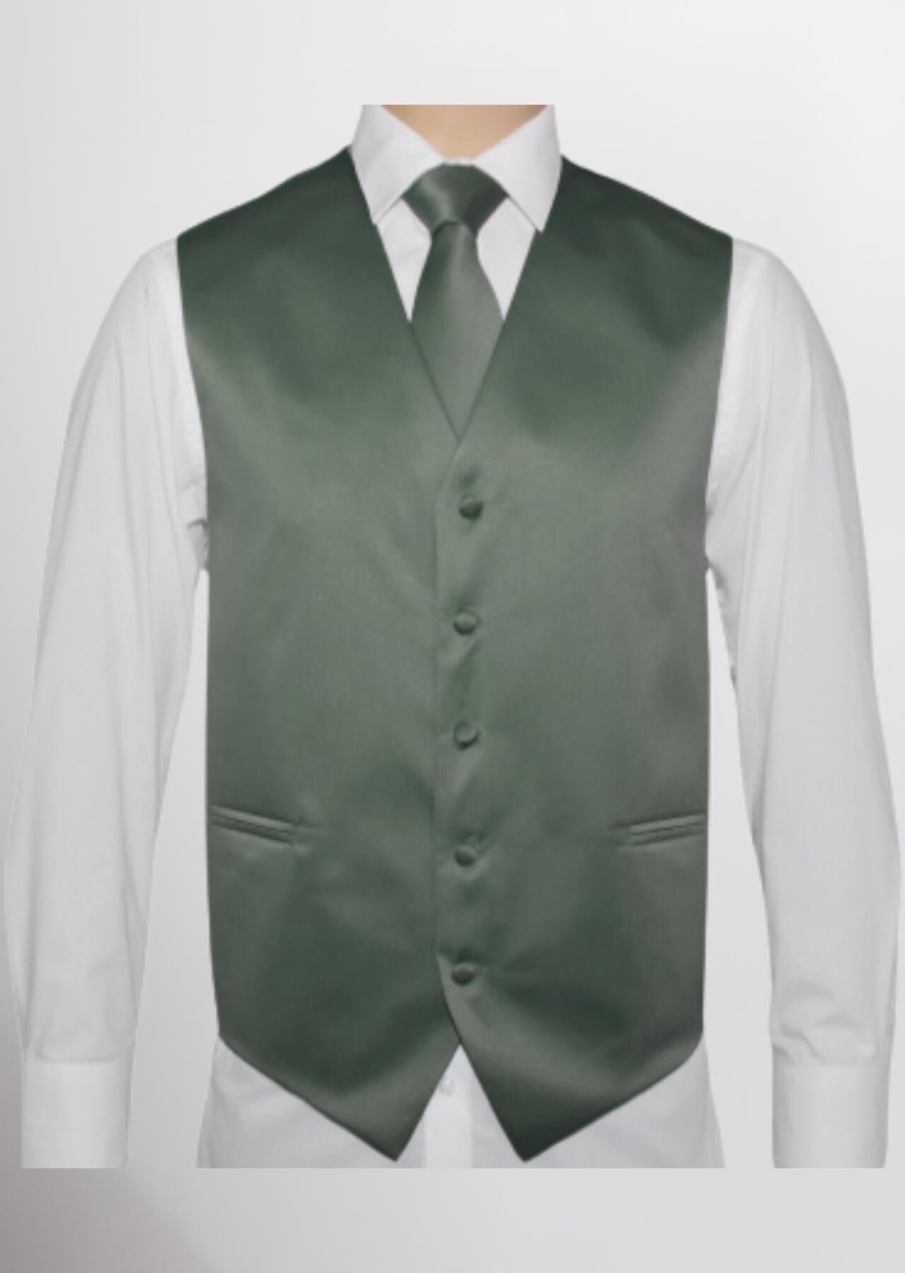 Men's Satin Solid Vest (Dusty Sage)