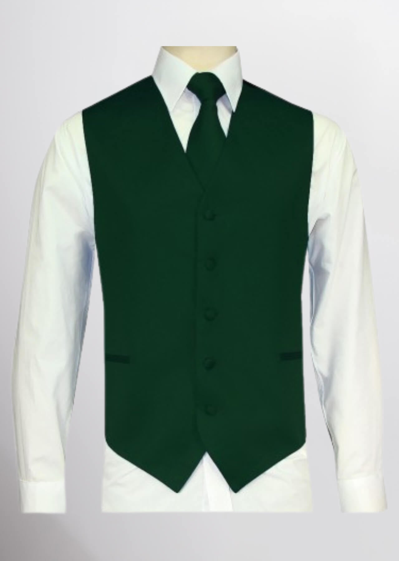 Men's Satin Solid Vest (Forest Green)