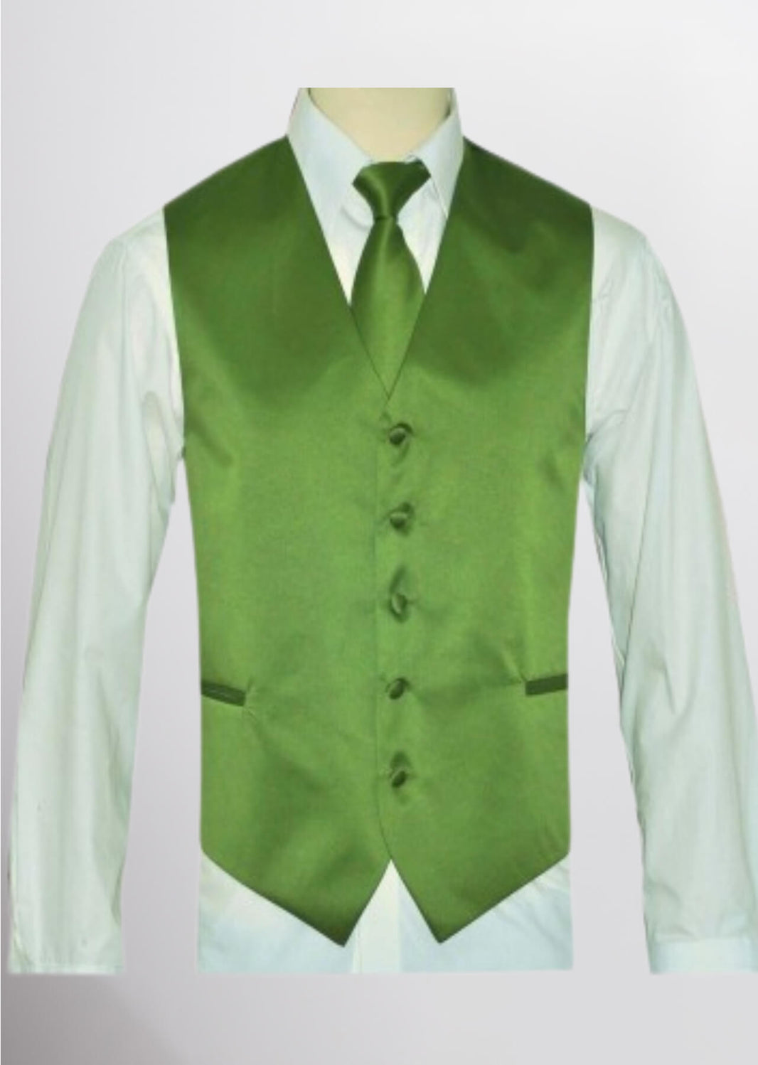 Men's Satin Solid Vest (Kiwi Green)