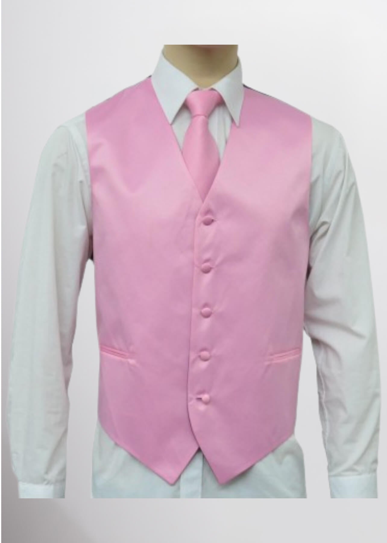 Men's Satin Solid Vest (Pink)