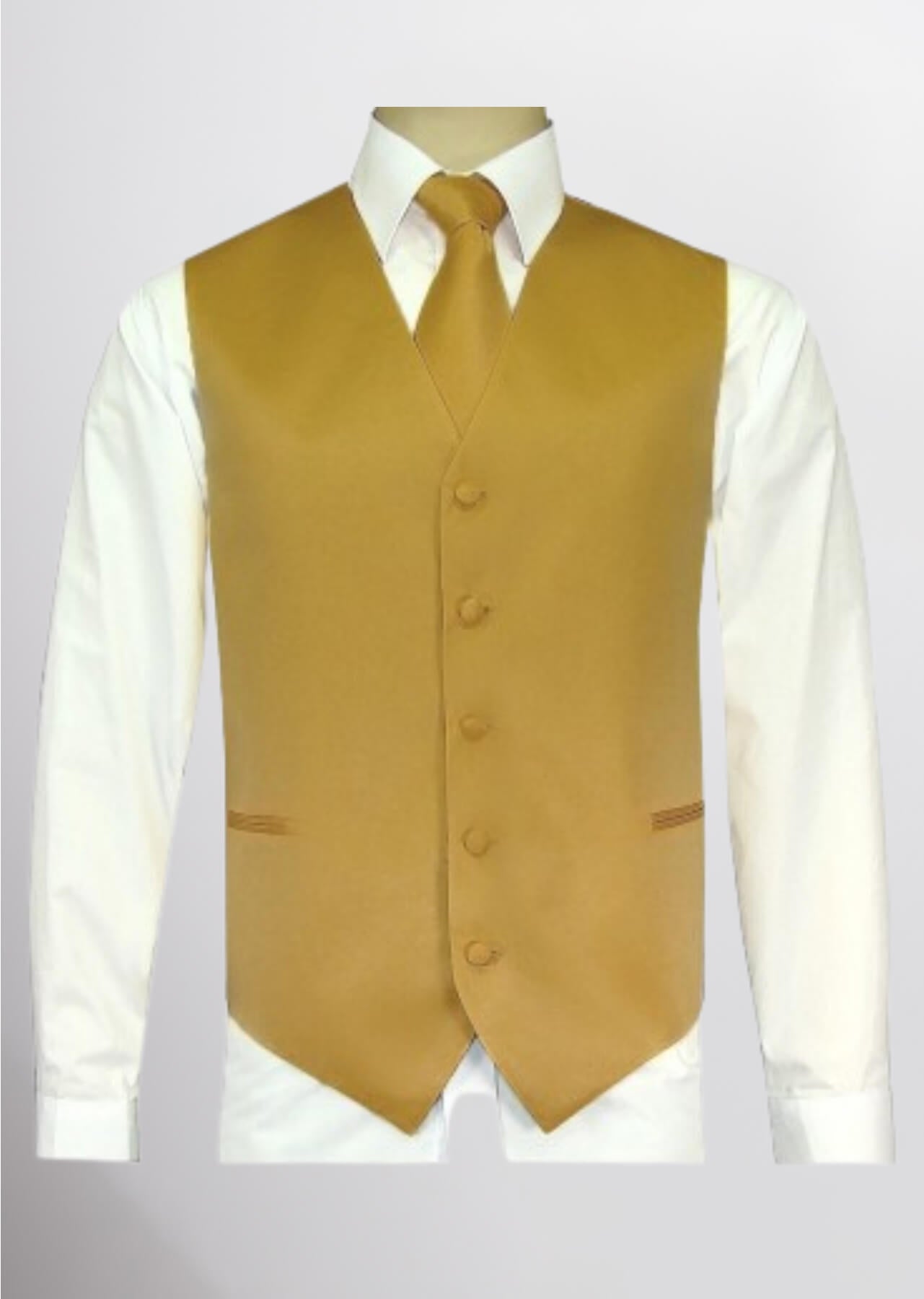 Men's Satin Solid Vest (True Gold)