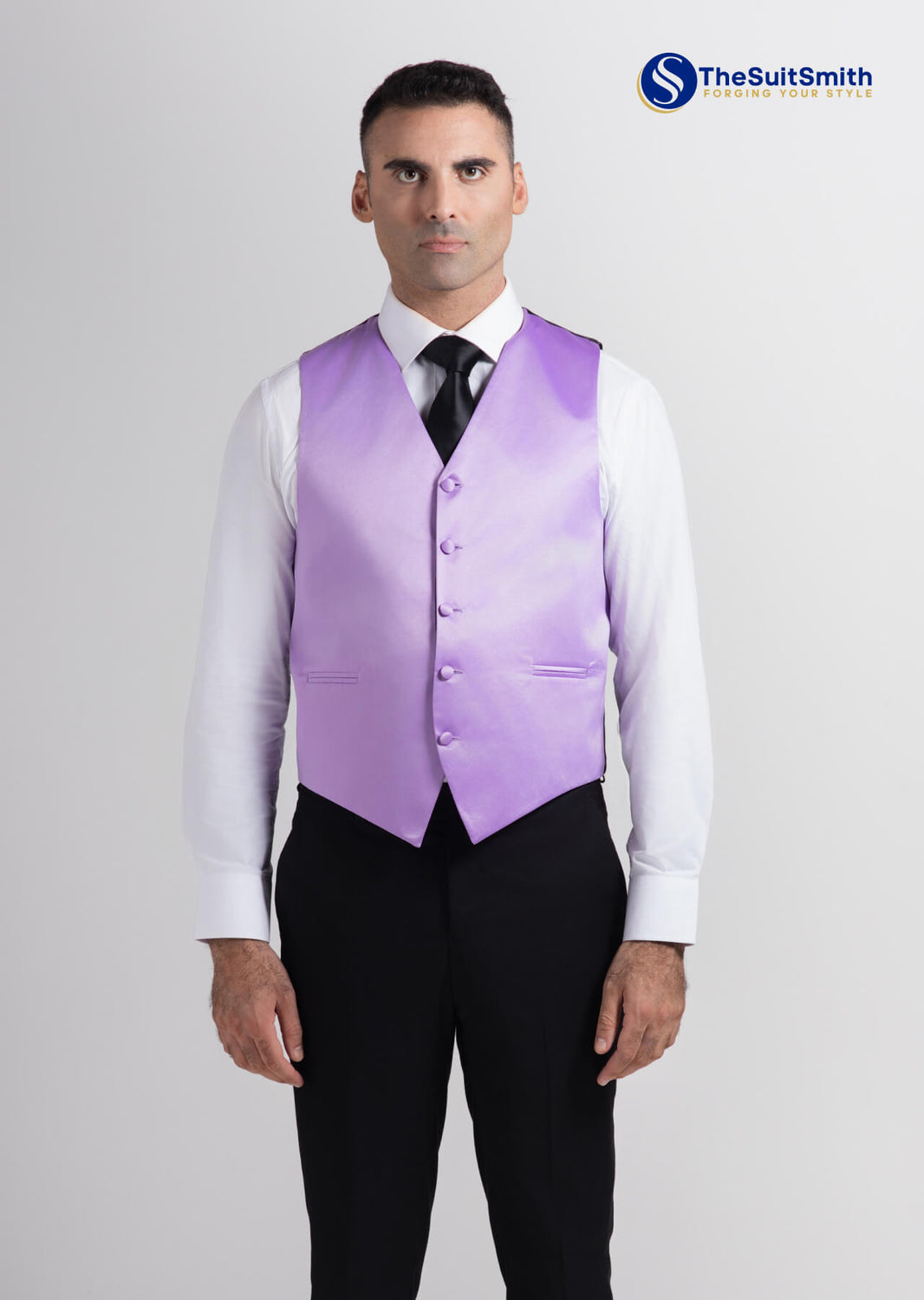 Men's Satin Solid Vest (Purple)