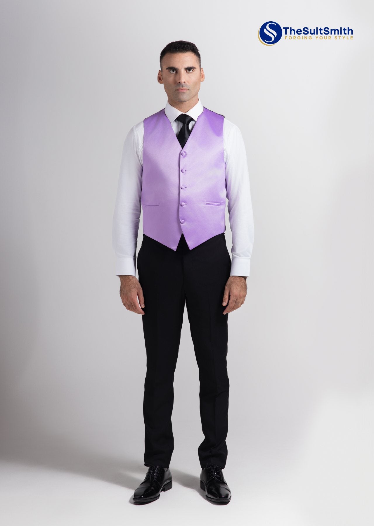 Men's Satin Solid Vest (Purple)