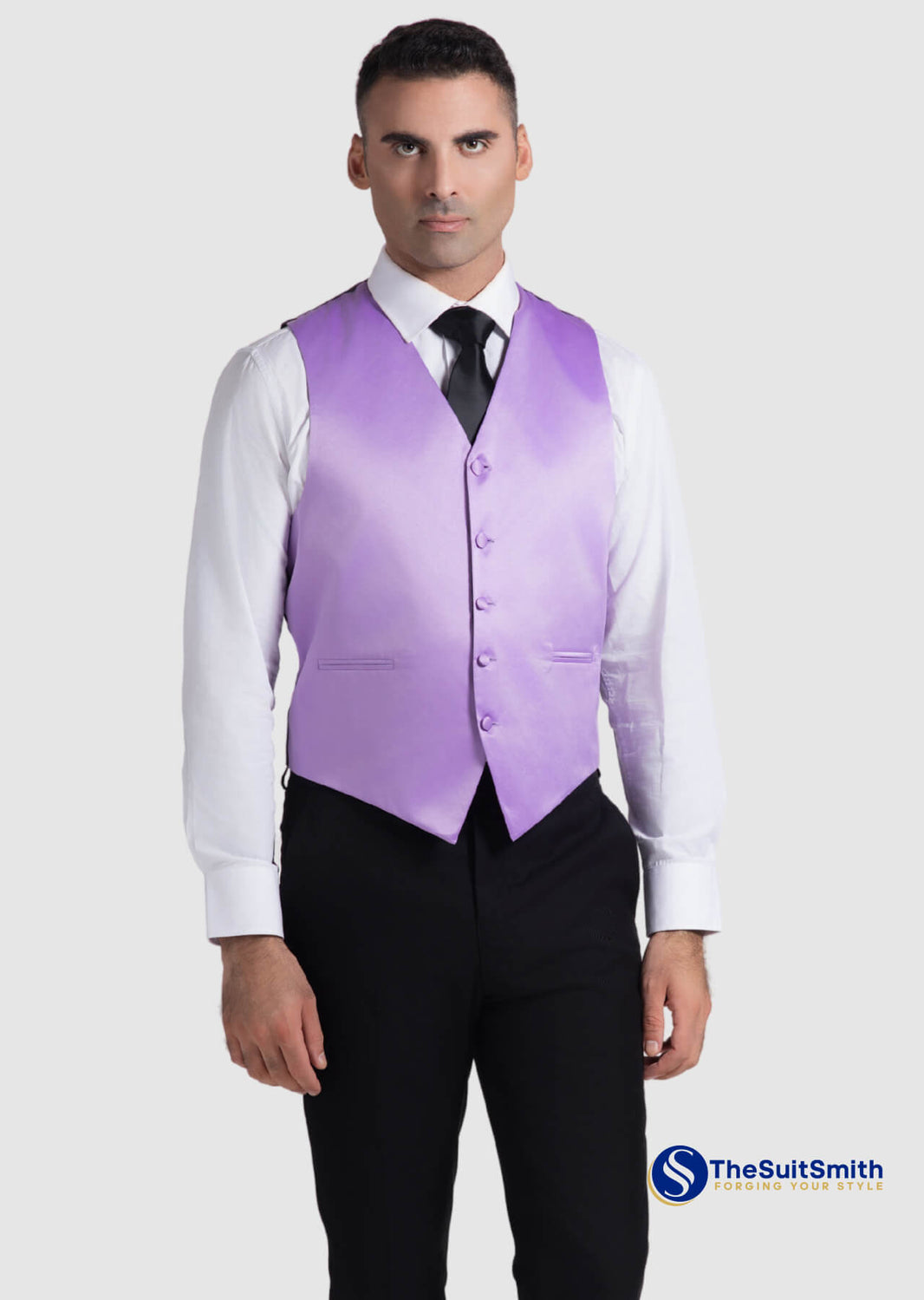 Men's Satin Solid Vest (Purple)