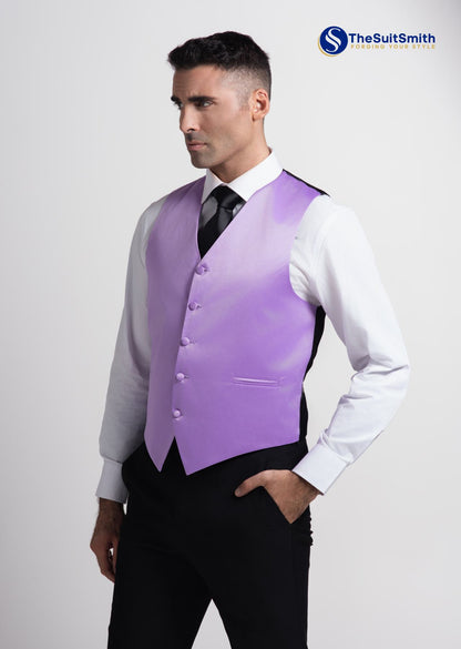 Men's Satin Solid Vest (Purple)