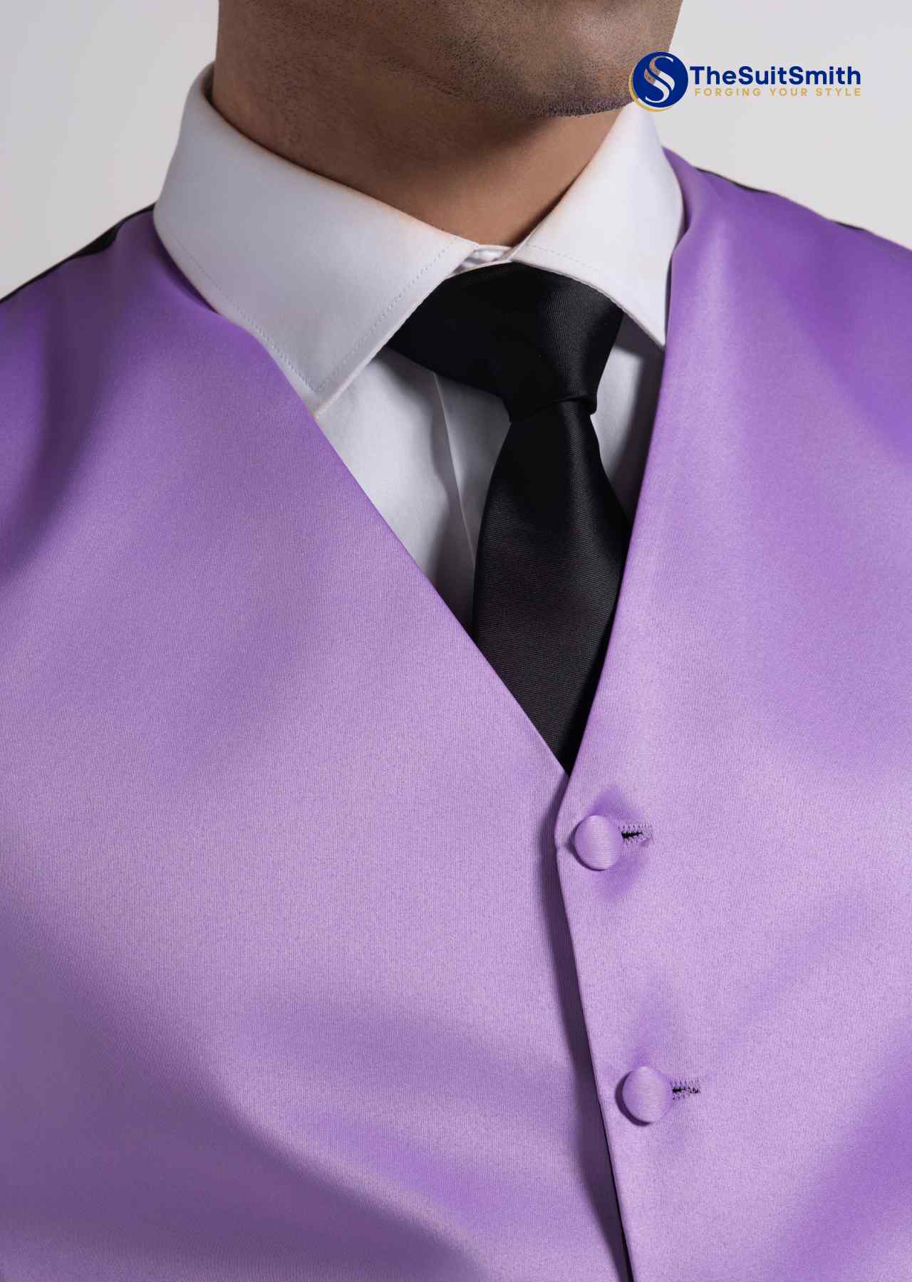 Men's Satin Solid Vest (Purple)