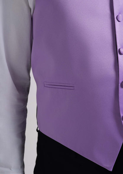 Men's Satin Solid Vest (Purple)