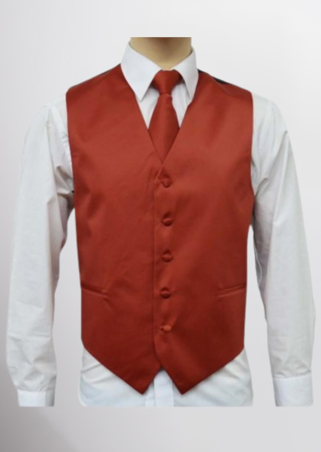 Men's Satin Solid Vest (Cinnamon)