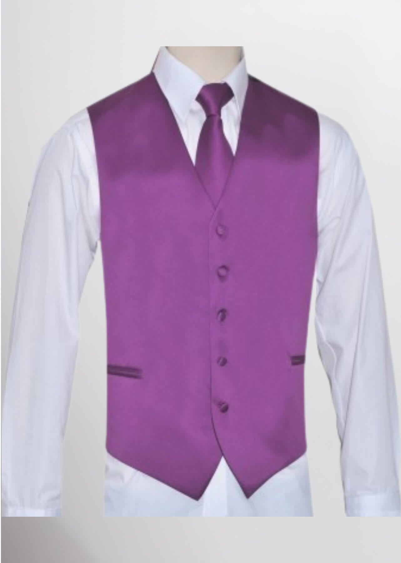 Men's Satin Solid Vest (Magenta)