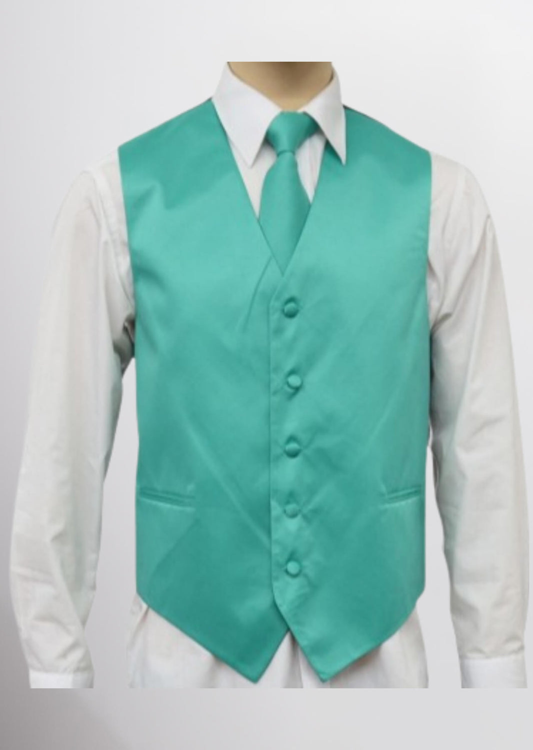 Men's Satin Solid Vest (Mermaid Green)