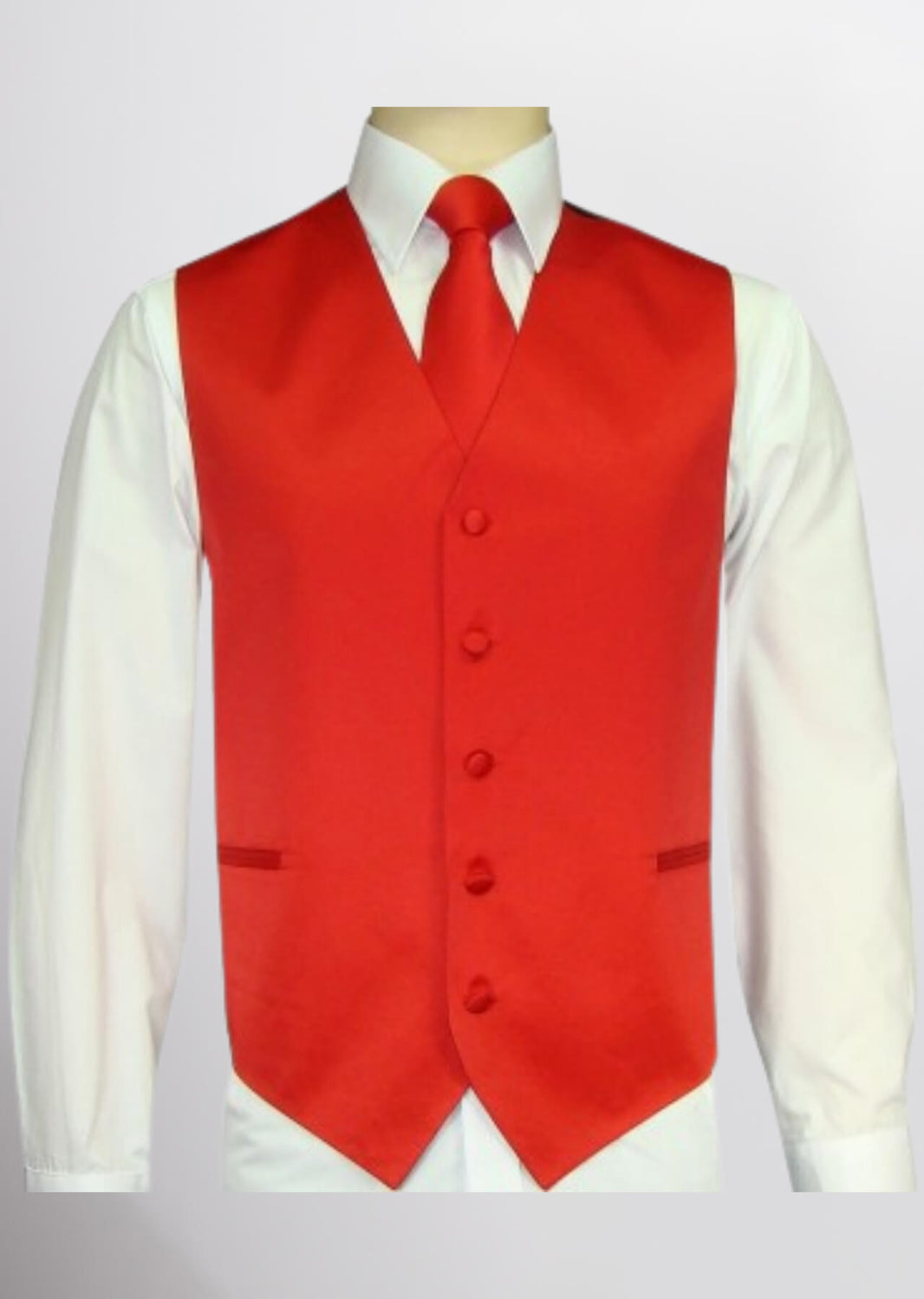 Men's Satin Solid Vest (Red)