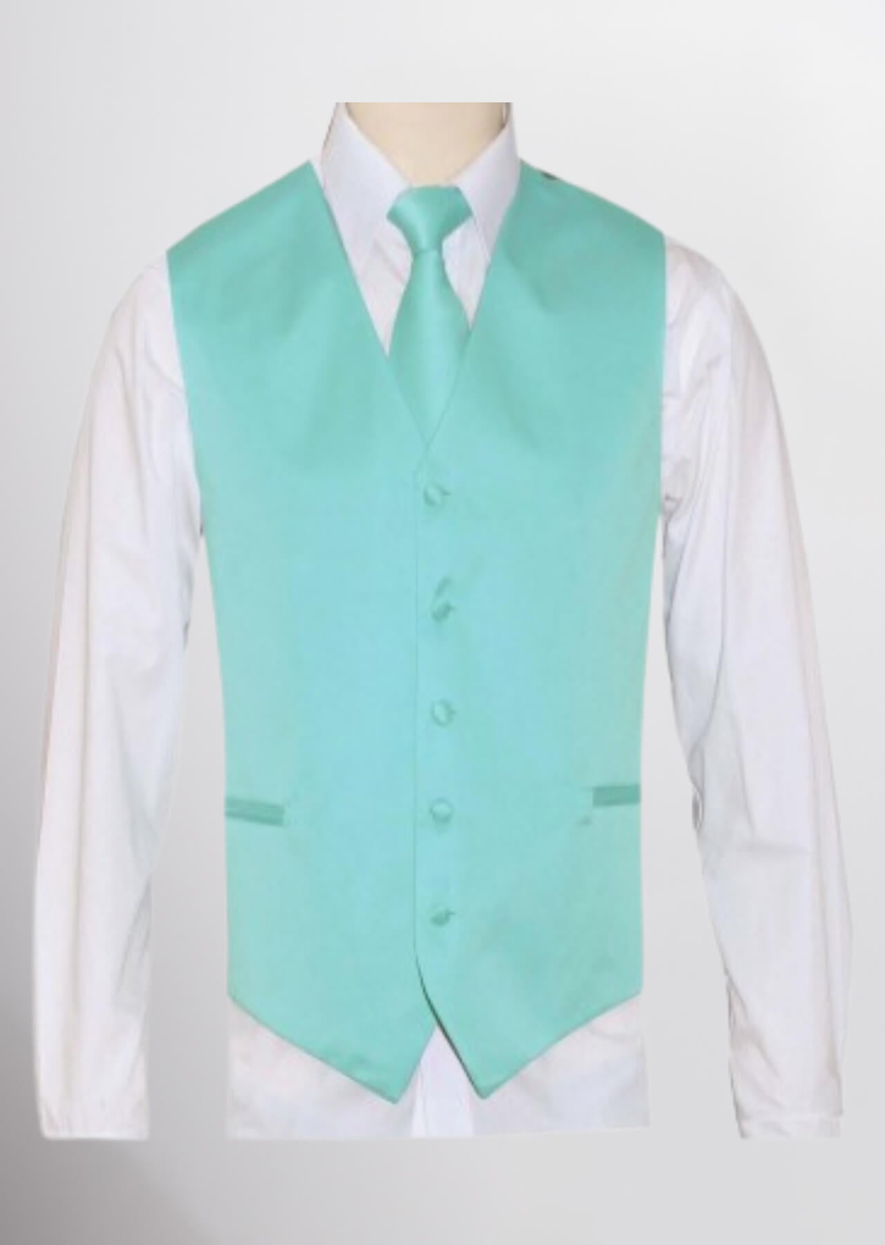 Men's Satin Solid Vest (Turquoise)